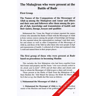 Kitab At-Tabaqat Al-Kabir Volume III: The Companions of Badr