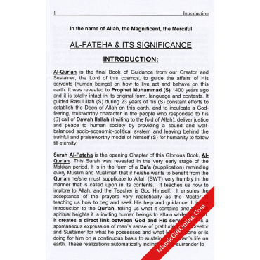 Al-Fateha & it's Significance