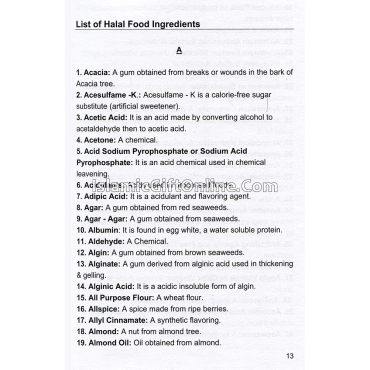 Food Ingredients and Their Halal Status