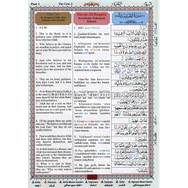 The Holy Qur'an English Translation & Transliteration (Color Coded Tajweed Rules)