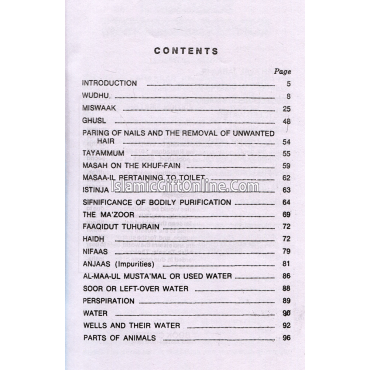 Book Of Purification & Purity (Kitaabut Tahaarah)