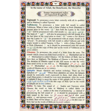 The Holy Qur'an Color Coded with Tajweed Rules Medium Size (15 Lines) - Ref. 73/SG