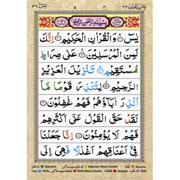 Surah Yaseen with 4 Qul & Ayatal Kursi (Color Coded)