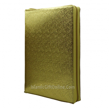 The Holy Quran Color Coded Gold Zipper with Tajweed Rules Medium Size (15 Lines) - Ref. 226