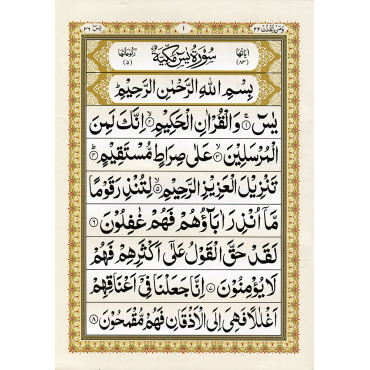 Surah Yaseen 2 color (9 Lines) - Ref. 117