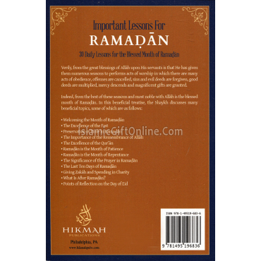 Important Lessons for Ramadan (30 Daily Lessons for The Blessed Month of Ramadan)